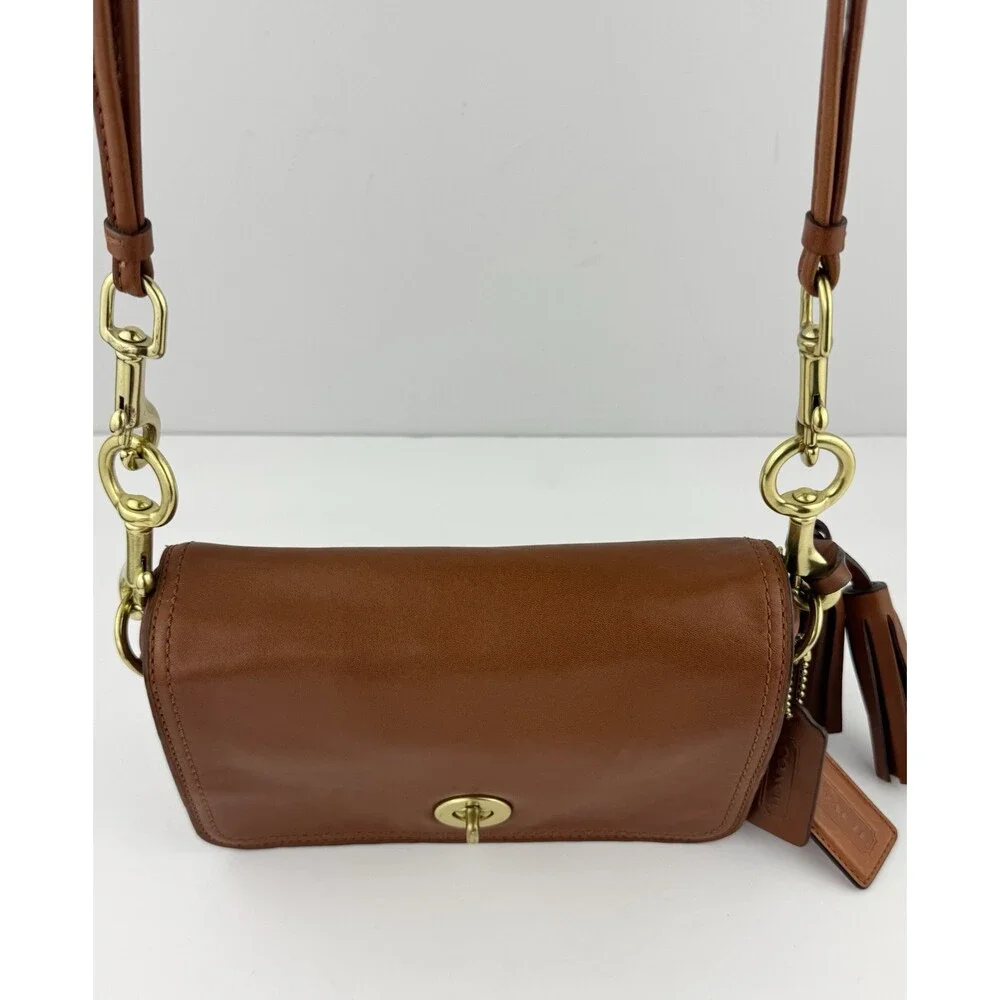 Coach 19914 Penny Brown Leather Crossbody Shoulder Bag Purse Turnlock EUC